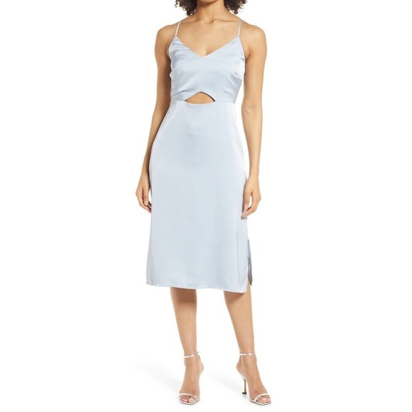 SAM EDELMAN Satin Cutout Midi Dress Mint Women's Size 6 NWT - Picture 1 of 10